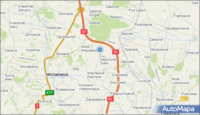 mapa Zagórzyce Stare, Zagórzyce Stare na mapie Targeo